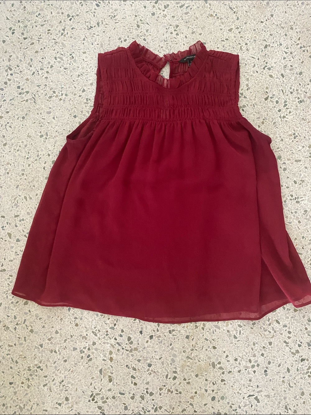 Banana Republic Wine Red Smocked Yoke Sleeveless Camisole